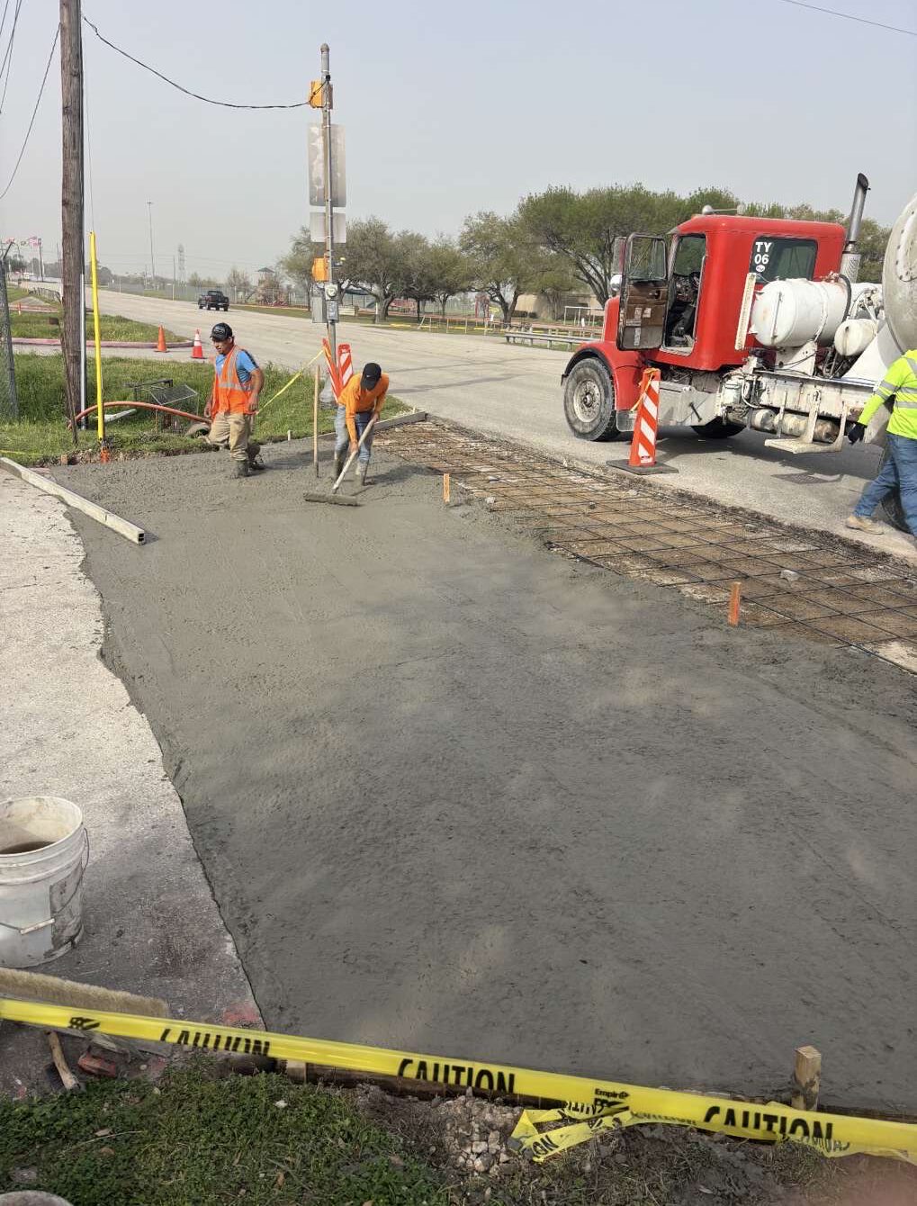 A driveway under construction