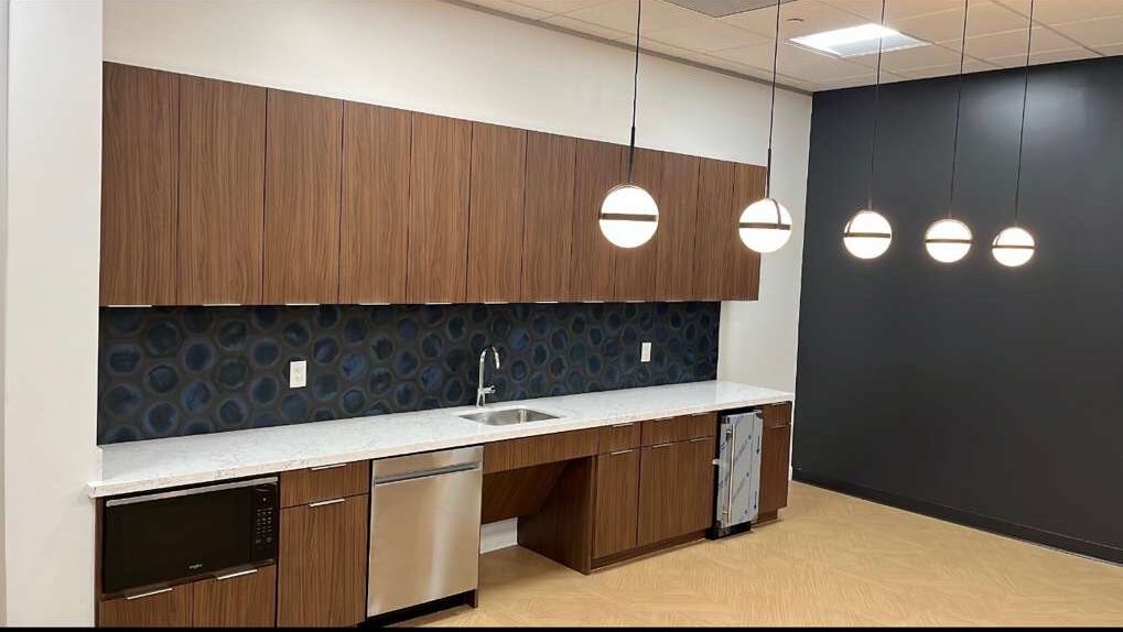 A modern office building with break room