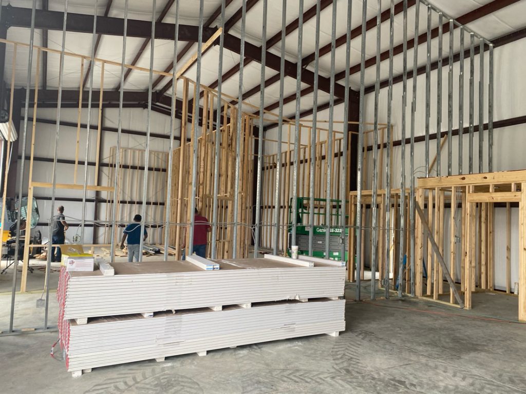 A commercial warehouse under construction