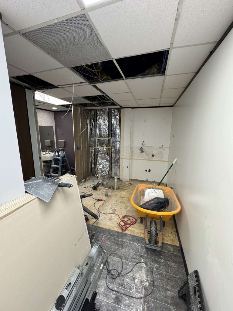 A commercial building interior under construction